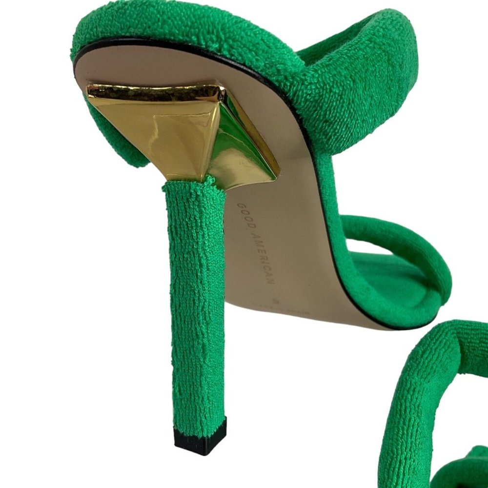 Good American Shoes Womens Size 9 Green Terry Cloth Heels Stilleto $260 Nwb - Picture 5 of 12